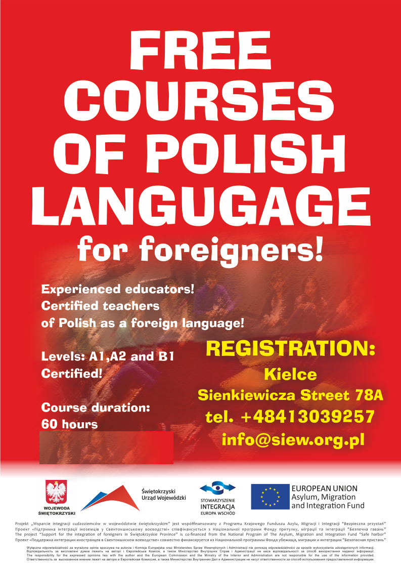 Free Courses of Polish Language for Foreigners in Kielce! NEW EDITION!