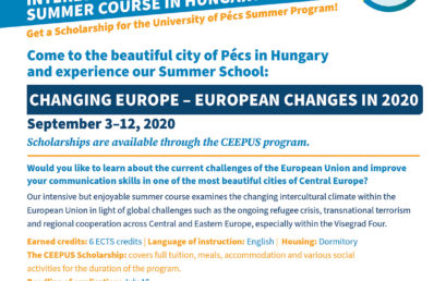 CEEPUS Summer School about the European Union ‘Changing Europe – European Changes 2020’