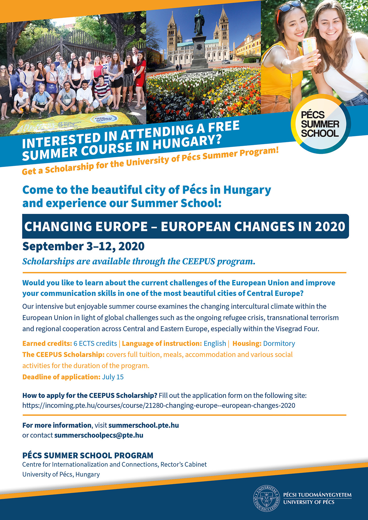 CEEPUS Summer School about the European Union ‘Changing Europe – European Changes 2020’